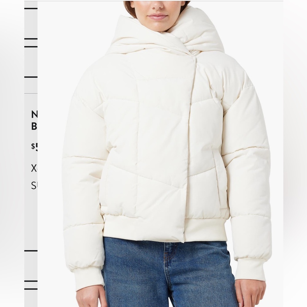 Noisy may White Puffer Jacket Quilted Design Weather-Proof